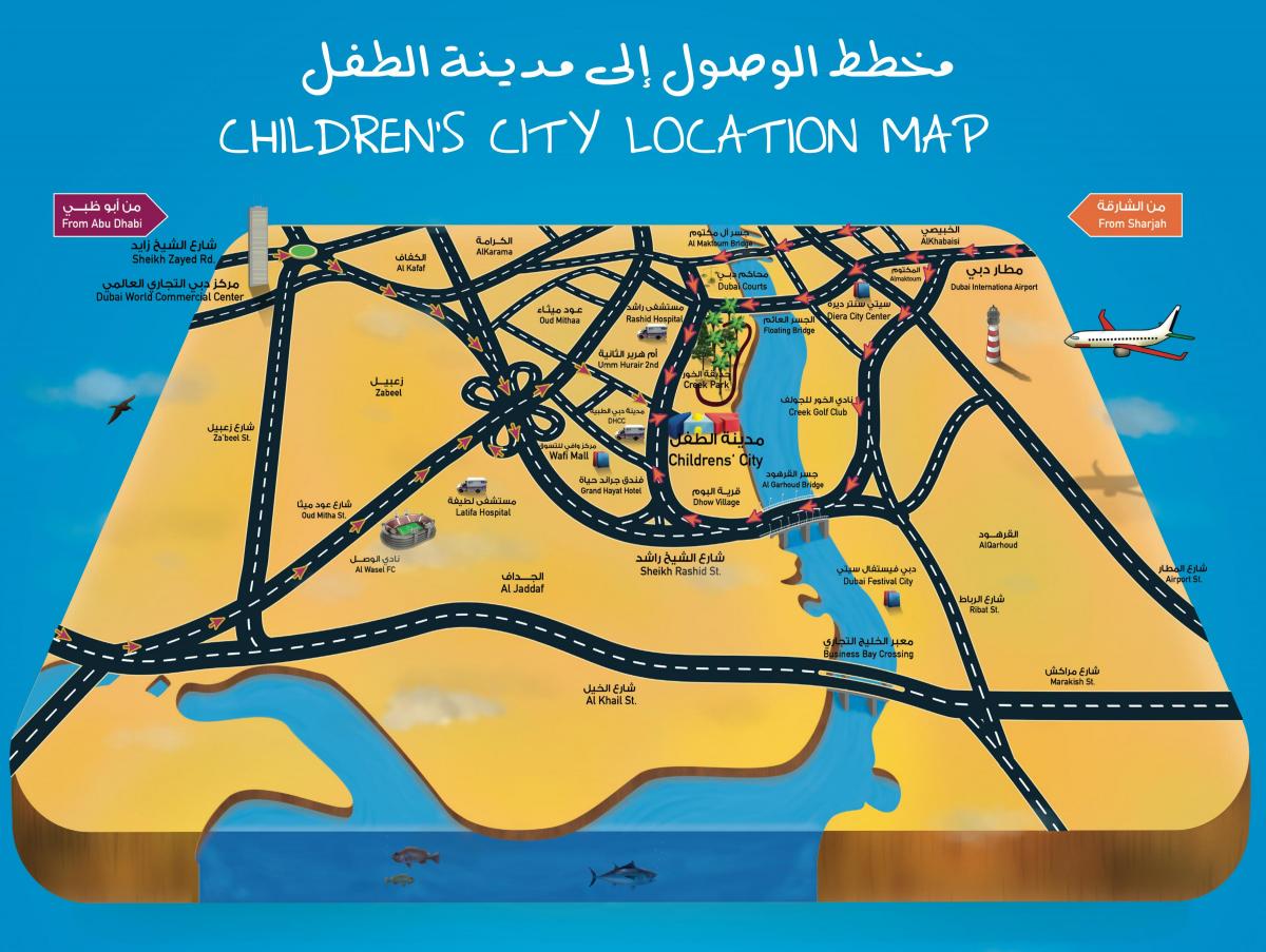 kaart van die Kinders se stad Dubai
