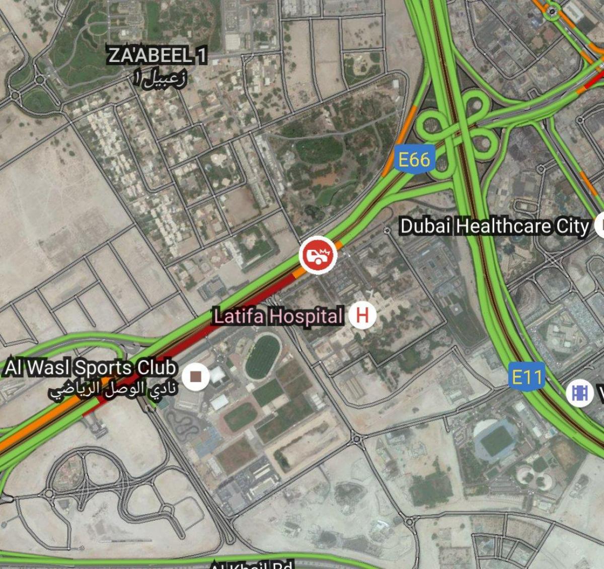 latifa hospitaal Dubai kaart van die plek