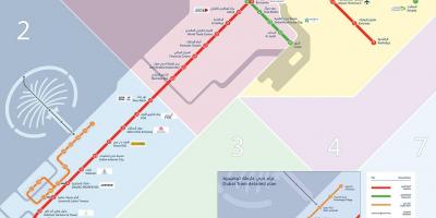 Dubai metro kaart met die tram
