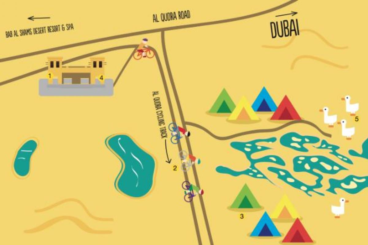 kaart van Al Qudra Lake roete