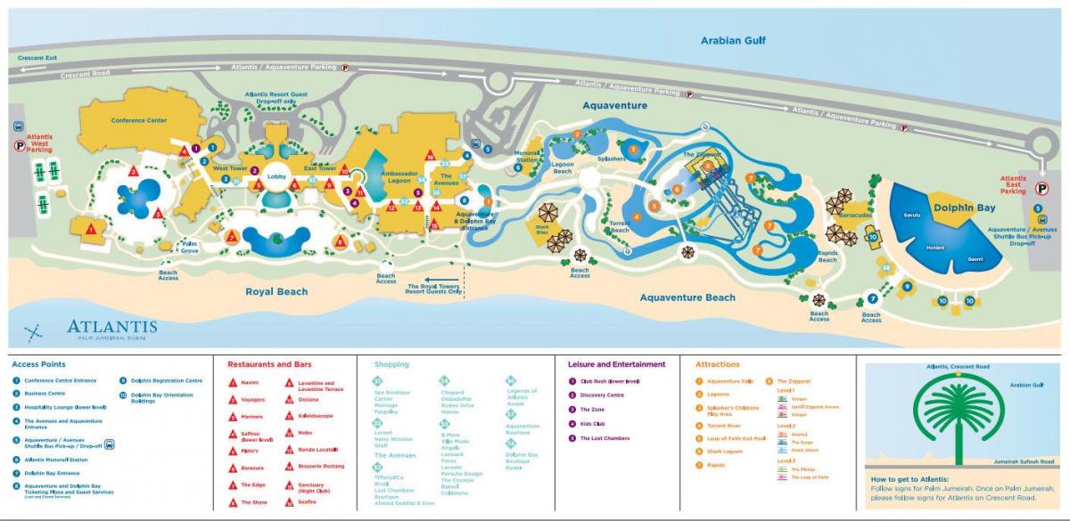 kaart van Atlantis Dubai