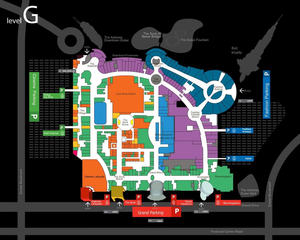 kaart van die Dubai mall