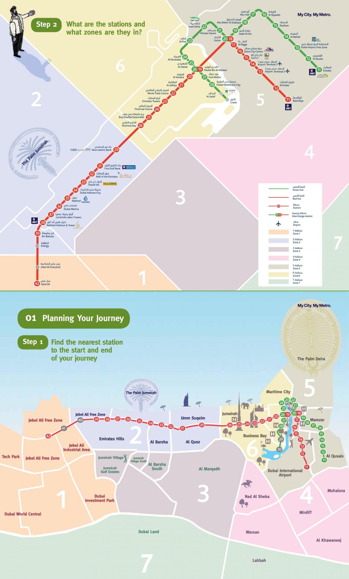 metro kaart Dubai groen lyn