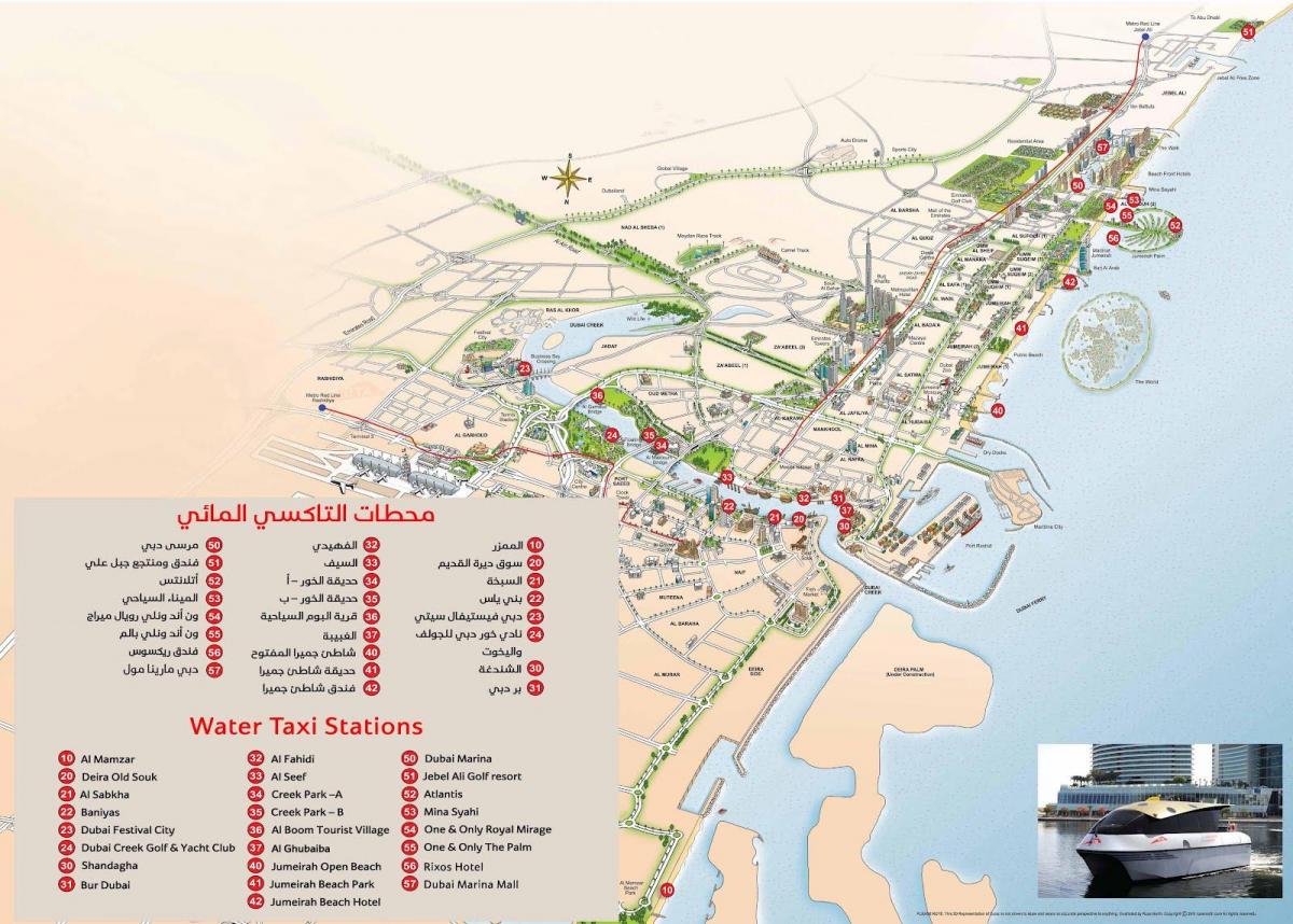 Dubai water taxi-roete kaart