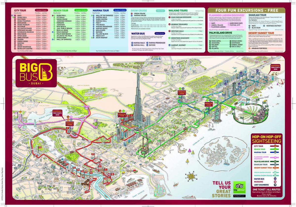groot rooi bus Dubai kaart