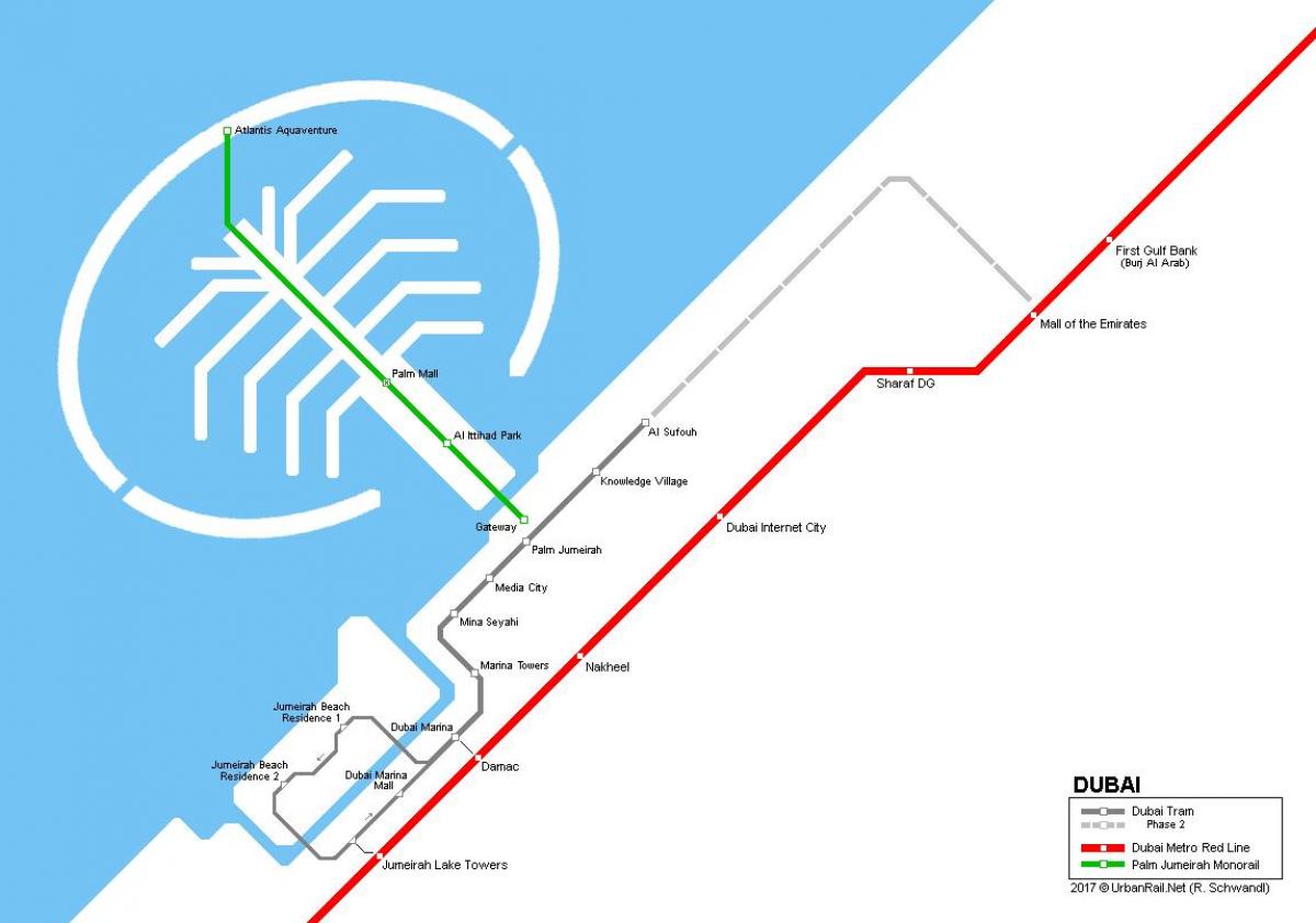 Palm Jumeirah monorail kaart