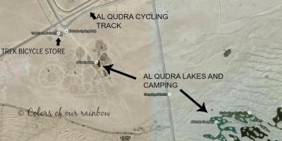 Al Qudra Lake kaart van die plek