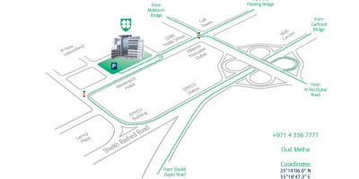 Kaart van die Amerikaanse hospitaal Dubai