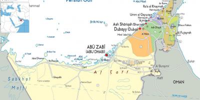 Kaart van Dubai in die verenigde arabiese Emirate