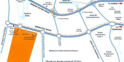 Kaart van Dubai industriële stad
