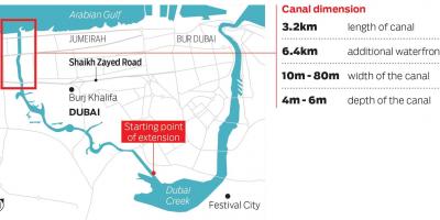 Kaart van Dubai kanaal