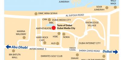 Dubai media stad kaart van die plek