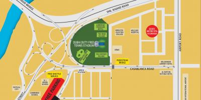 Dubai plig gratis tennis-stadion kaart van die plek